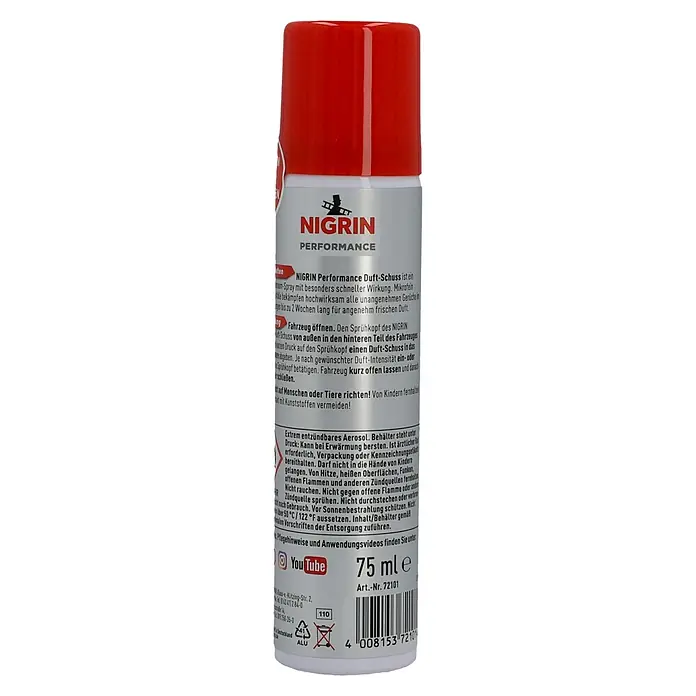 Nigrin Lufterfrischer Duftschuss - 75 ml, Cappuccino - Nigrin Performance Lufterfrischer für das Auto, für einen angenehmen Duft bis zu zwei Wochen.