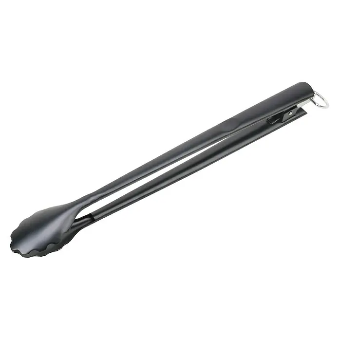 Kingstone Grillzange - Länge: 45,4 cm - Bild einer schwarzen Küchenzange mit Griff für eine einfache Handhabung und Aufbewahrung.