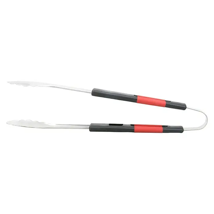 Grillstar Grillzange - Länge: 40,8 cm - Abgebildete Küchenzange aus Metall mit roten und grauen Griffen. Die Zange ist ein nützliches Werkzeug zum Greifen und Servieren von Speisen.