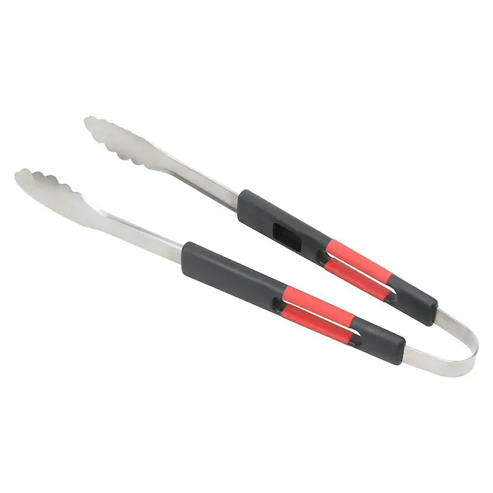 Grillstar Grillzange - Länge: 40,8 cm - Aufnahme von Grillzangen mit roten Akzenten und Edelstahlspitzen, ideal zum Wenden von Grillgut.