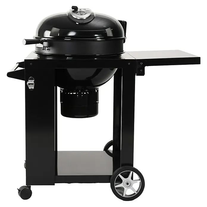 Kingstone Kugelgrill Sunset mit Grillwagen - Durchmesser Grillfläche: 55 cm, Schwarz - Schwarzer Kugelgrill mit Ablagefläche und Rädern für einfachen Transport und komfortables Grillen im Freien.