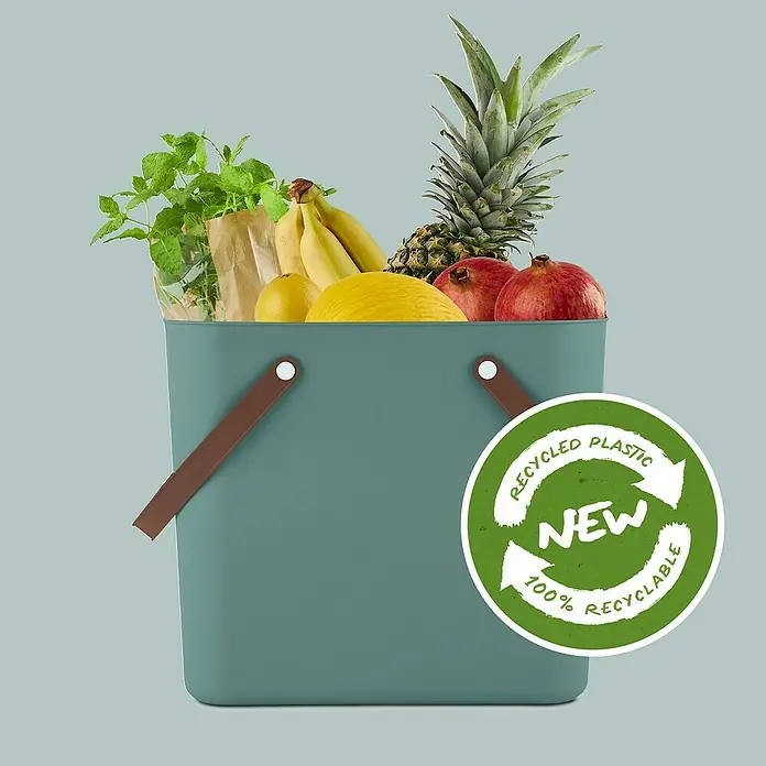 Rotho Albula Tasche Multibag Classic - 25 l, Mistletoe Grün, Kunststoff - Der grüne Mehrzweckkorb aus recyceltem Kunststoff, ideal für Obst und Gemüse. Mit praktischen Griffen und 100 % recycelbar.