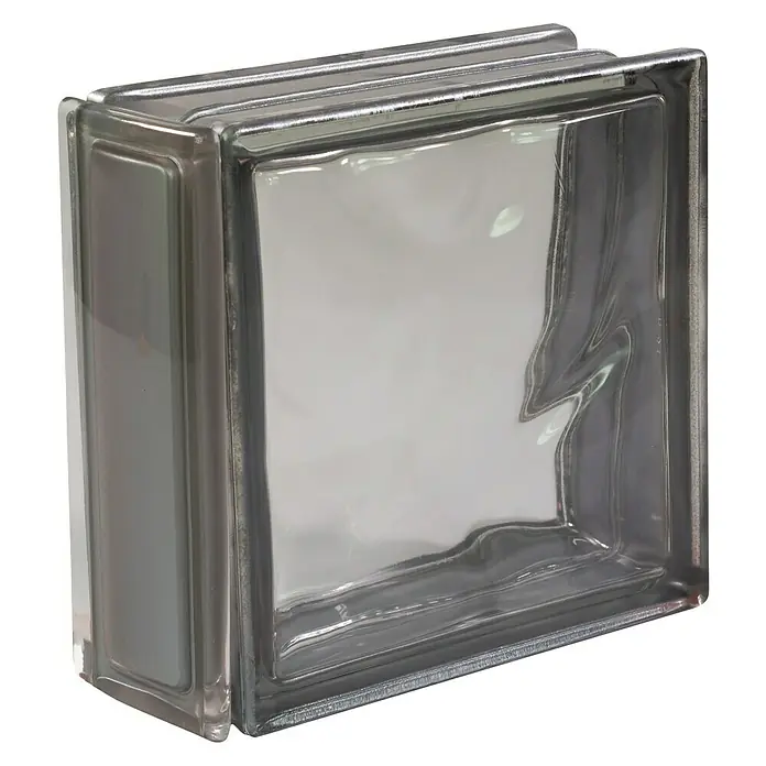 Fuchs Design Perfil de bloques de vidrio - Antracita, 18 x 8 cm, Vidrio - Bloque de vidrio transparente con una superficie acanalada, ideal para la arquitectura moderna y la luz natural en interiores.