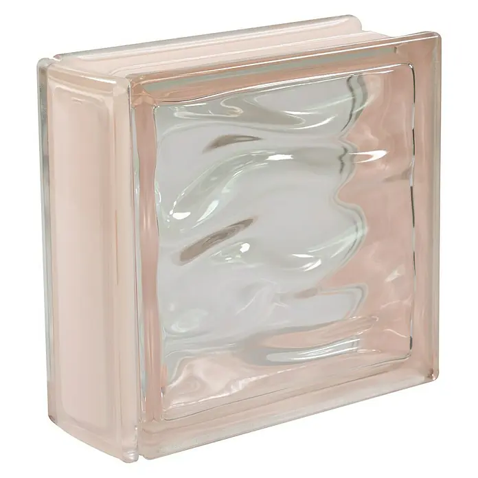 Fuchs Design Perfil de bloques de vidrio - Rosa, 18 x 8 cm, Vidrio - Primer plano de un bloque de vidrio decorativo, ideal para diseño de interiores modernos y acentos de luz natural.