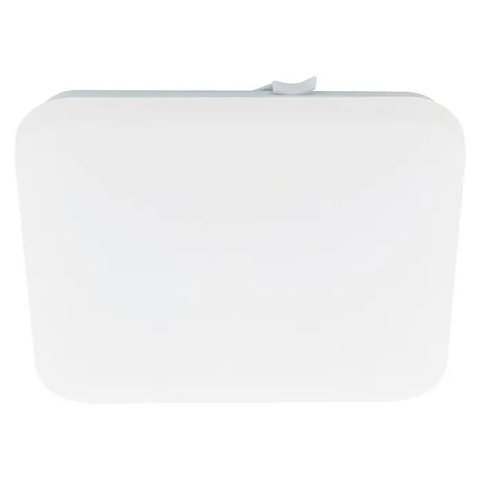 Eglo LED-Wand- & Deckenleuchte Frania - 17,3 W, L x B x H: 33 x 33 x 7 cm, Weiß - Weißer, rechteckiger Behälter mit abgerundeten Ecken und einem grauen Deckelverschluss, ideal für die Aufbewahrung.