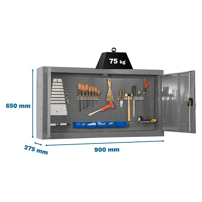 Simonrack Simonwork Armario para herramientas Cabinet Tools - An x Pr x Al: 90 x 27,5 x 65 cm, Gris, Desmontado - Armario de herramientas con dimensiones 650x900x275 mm y capacidad de carga de 75 kg, ideal para el taller.