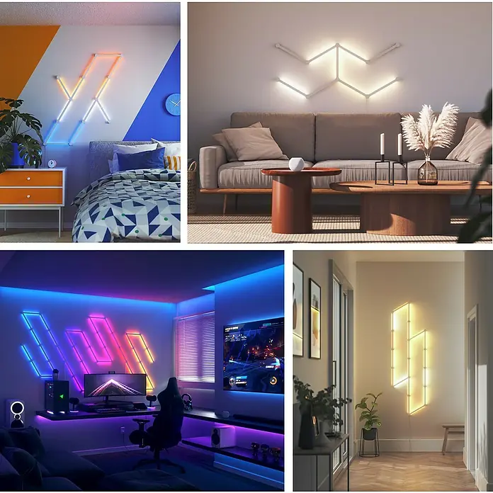 Nanoleaf Erweiterungskit Lines 60 Degrees 3 Lines - 3 Stk., Weiß, RGBW - Innovative LED-Wandleuchten für stilvolle Raumgestaltung.