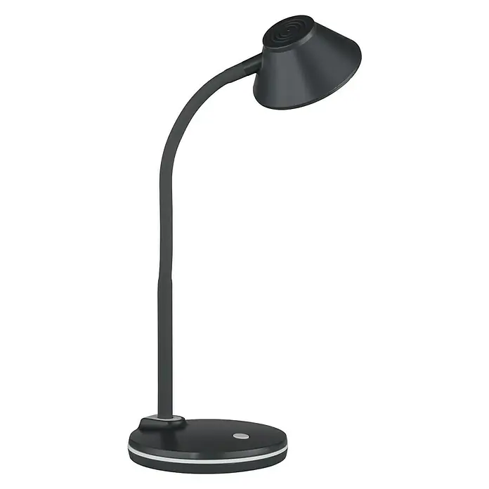 Reality Leuchten Lámpara de sobremesa LED Berry - 3,2 W, Titanio, Blanco cálido - Lámpara de escritorio negra con cuello flexible y base redonda, ideal para oficina u hogar.