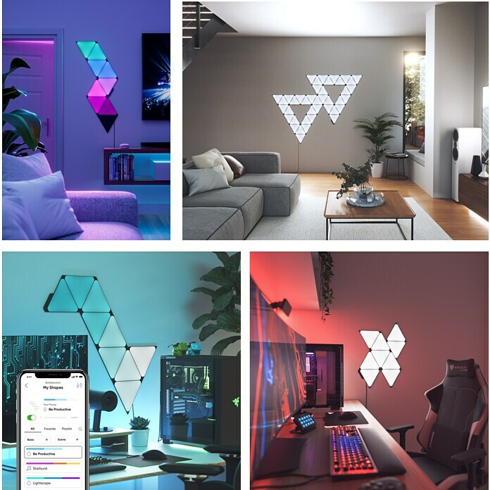 Nanoleaf Erweiterungskit Shapes Triangles Ultra black 3 Panels (3 Stk., 42 W, Schwarz, RGBW, Triangles) | BAUHAUS