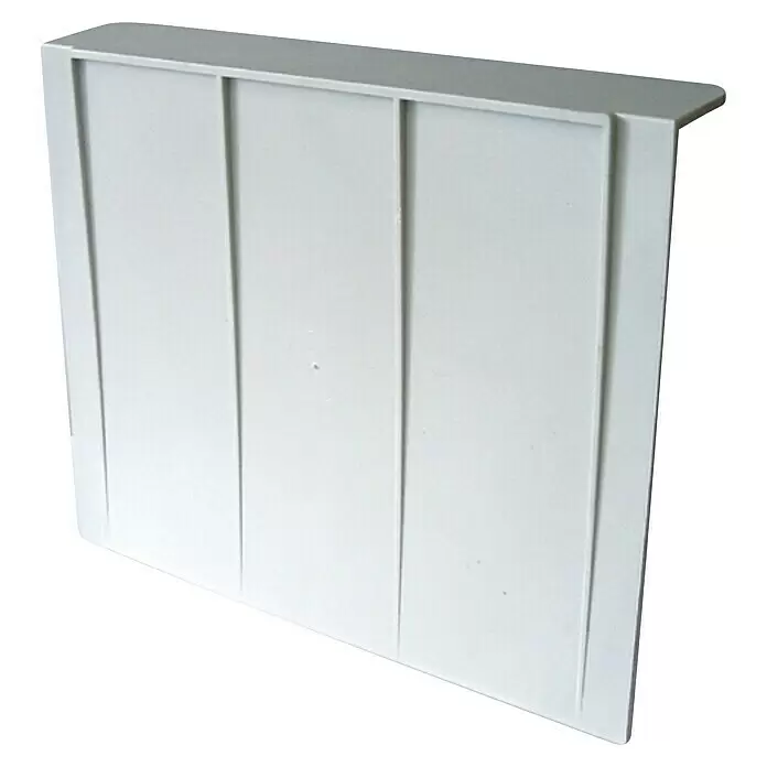 Marley Geruchsverschluss für Schächte - L x B: 200 x 200 mm - Weißes Kunststoff-Modularpanel mit vertikalen Rippen, als Teiler oder Stütze konzipiert.