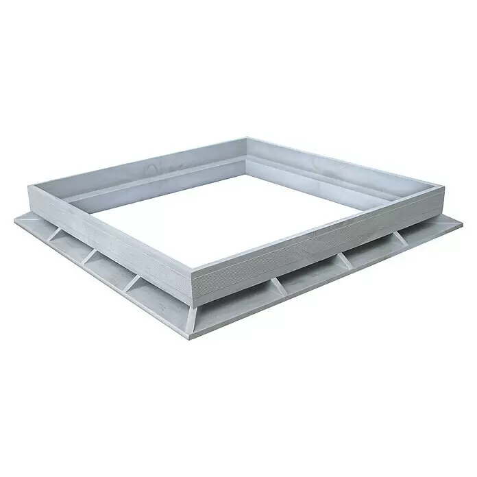 Marley Schachtrahmen für Schachtdeckel - L x B: 200 x 200 mm, PVC - Hellgrauer, quadratischer Aufstockrahmen mit gerippter Außenseite und Unterbau, geeignet für Dachfenster.