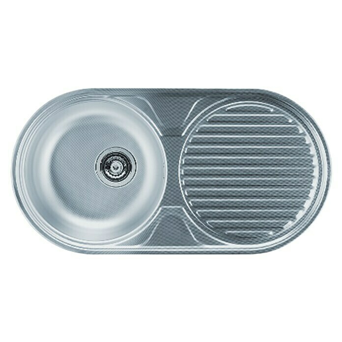 Innova Inbouwspoelbak rond met afdruipgedeelte (44,4 x 84,7 cm, Roestvrij staal) | BAUHAUS