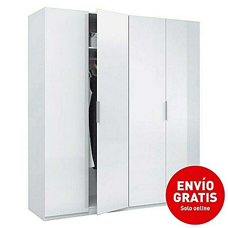 Armario para ropa Max (L x An x Al: 52 x 180 x 200 cm, Blanco, Sin tratar, Número de puertas: 4 ud., Espesor: 15 mm)