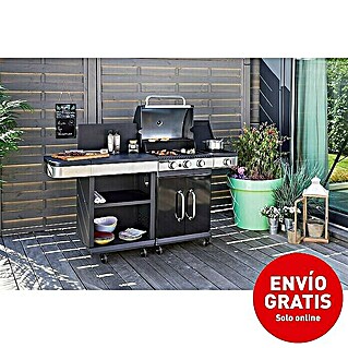 Barbacoa de gas + mesa lateral Fidgi (Superficie de la parrilla (An x Pr): 57,5 x 42 cm, 11,5 kW, Número de quemadores: 3)