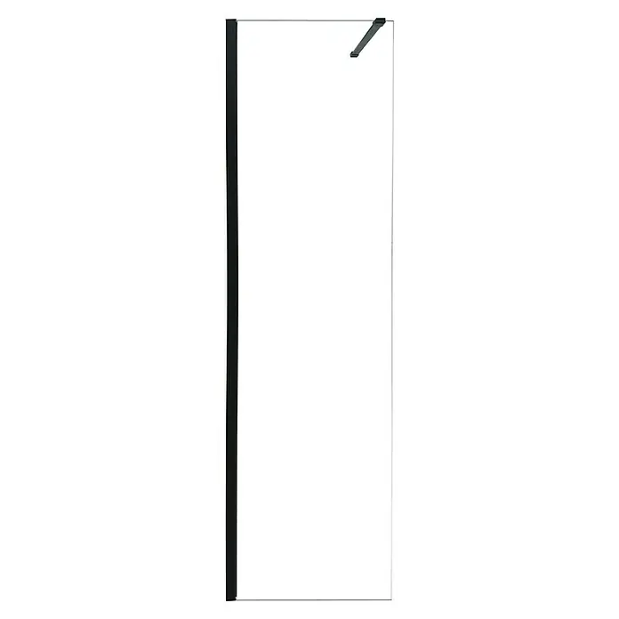 Camargue Mampara de ducha fija Berlin - An x Al: 80 x 200 cm, Negro - Mampara de ducha rectangular y elegante con marco negro y brazo de soporte para un diseño de baño moderno. El vidrio garantiza luminosidad en la ducha.