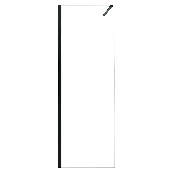 Camargue Mampara de ducha fija Berlin - An x Al: 90 x 200 cm, Negro - Mampara de ducha con marco negro y barra estabilizadora, ideal para baños modernos. Robusta y elegante.