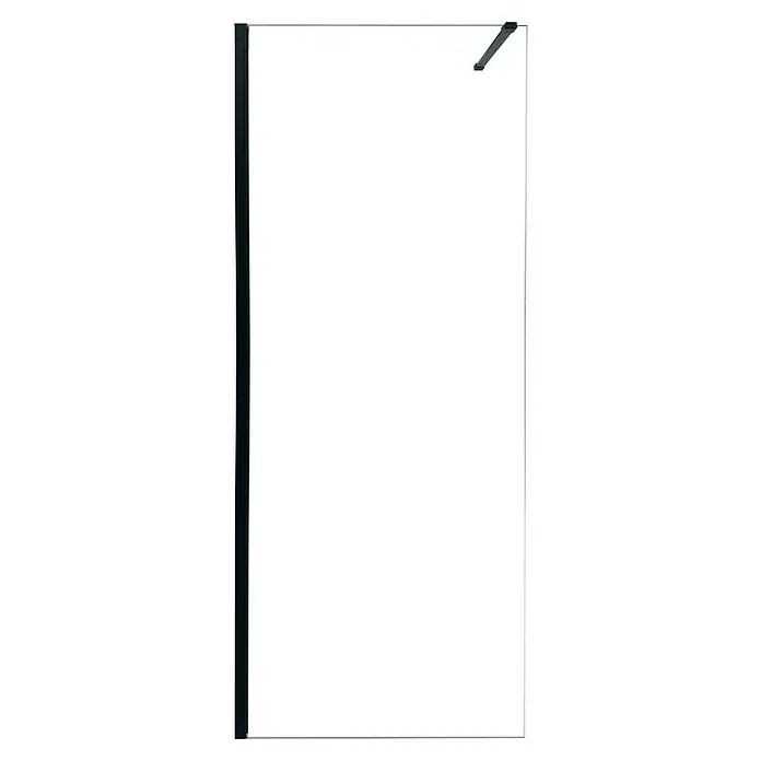 Camargue Mampara de ducha fija Berlin - An x Al: 100 x 200 cm, Negro - Mampara de ducha elegante con marco negro y barra estabilizadora. Diseño minimalista para baños modernos.