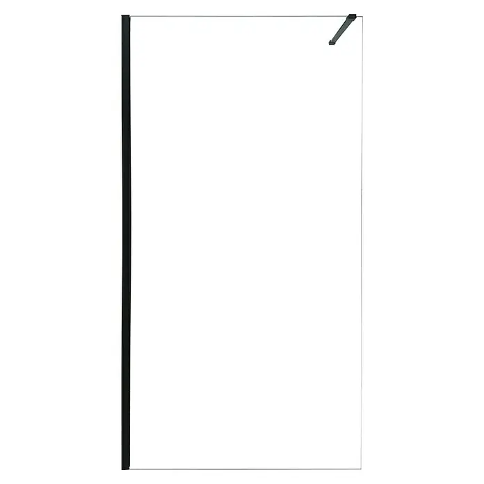 Camargue Mampara de ducha fija Berlin - An x Al: 120 x 200 cm, Negro - Mampara de ducha con marco negro y brazo estabilizador para un diseño de baño moderno.