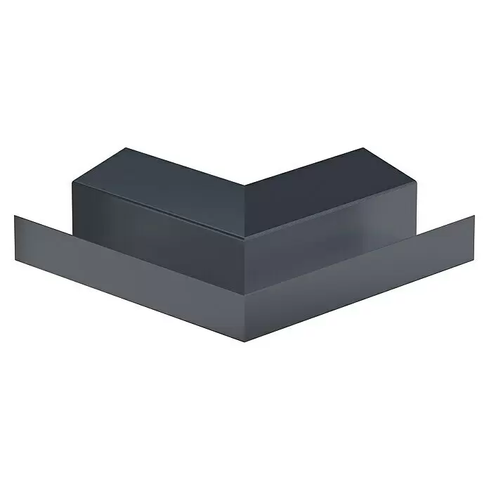 Sarei Piccolo Kastenrinnenwinkel - Nennweite: 70 mm, Außenecke, Aluminium, Anthrazit - Dunkelgraues V-förmiges Eckprofil mit abgestuften Kanten.