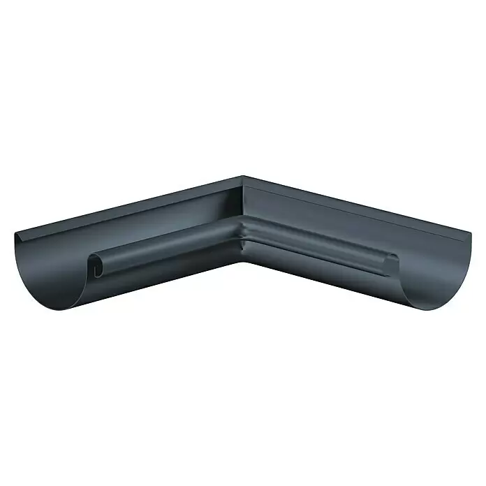 Sarei Rinnenwinkel - Nennweite: 100 mm, Innenecke, Aluminium, Anthrazit - Dunkelgraues Dachrinneneckstück für ein Entwässerungssystem.