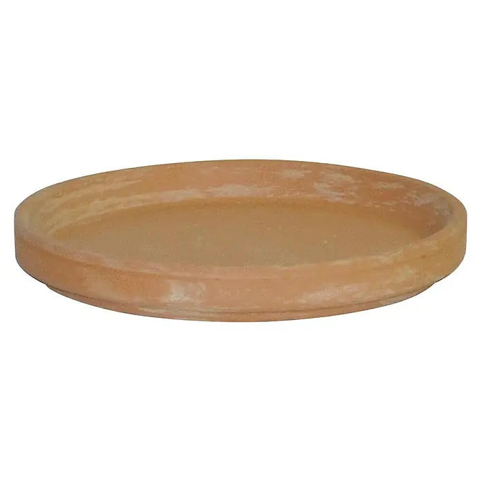Blumentopf-Untersetzer XL - Außenmaß (Ø x H): 23,5 cm x 3,3 mm, Naturmaterialien, Braun - Nahaufnahme eines Terrakotta-Untersetzers, der sich ideal zum Auffangen von überschüssigem Wasser von Topfpflanzen eignet.