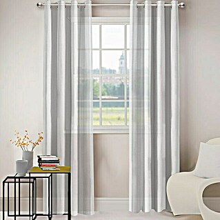 Visillo para ventana Taj (140 x 250 cm, 100% poliéster, Blanco/gris)