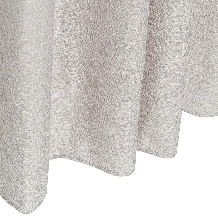 Cortina con ollaos Amanda - An x Al: 140 x 250 cm, Blanco - Primer plano de una elegante falda de mesa con textura en un tono suave, ideal para eventos de lujo.