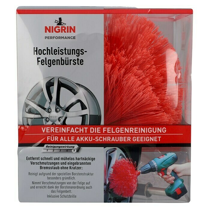 Premium Felgenbürste 280mm Schwarz Rot ergonimischer Griff Profi Rein, 7,99  €