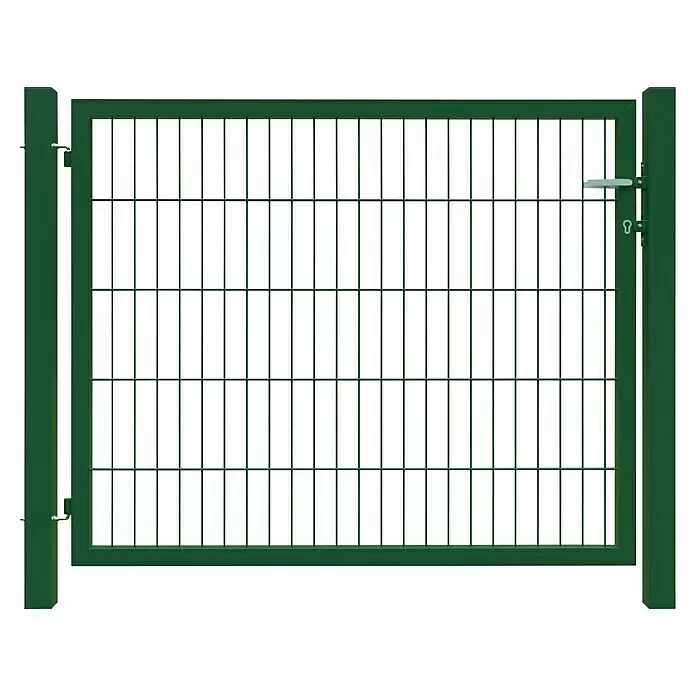 T & J Zauntor Basic - 1,25 x 1,2 m, Stahl, Grün - Grünes Metall-Gittertor mit zwei Pfosten und Riegel.