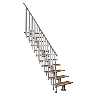 Atrium Mittelholmtreppe Dixi Vertical (Farbton Metall: RAL 9006, Breite: 70 cm, Buche, Gerade, Geschosshöhe: 222 cm - 300 cm)