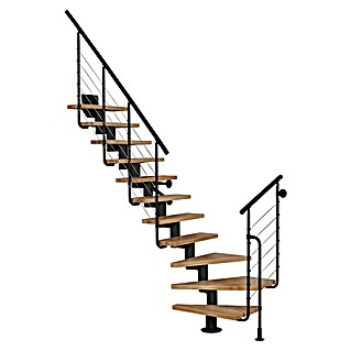 Atrium Mittelholmtreppe Dixi Plus (Farbton Metall: RAL 9005, Breite: 70 mm, Buche, 1/4-gewendelt, Geschosshöhe: 222 cm - 300 cm)