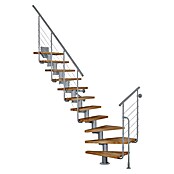 Atrium Mittelholmtreppe Dixi Plus (Farbton Metall: RAL 9006, Breite: 70 mm, Buche, 1/4-gewendelt, Geschosshöhe: 222 cm - 300 cm) | BAUHAUS