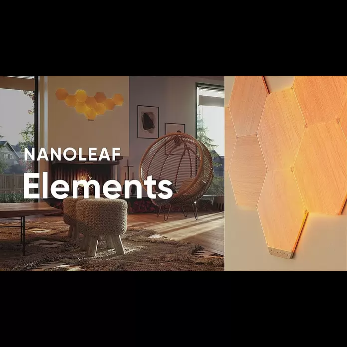 Nanoleaf Erweiterungskit Elements Hexagons 3 Panels - 42 W, Holzoptik, Mehrfarbig, Hexagons, Smart Home-fähig: Ja - Nanoleaf Elements: Design Your Personal Oasis