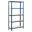 Simonrack Metall-Schwerlastregal (L x B x H: 90 x 50 x 180 cm, Traglast: 180 kg/Boden, Anzahl Böden: 5 Stk., Stecken, Blau/Weiß)