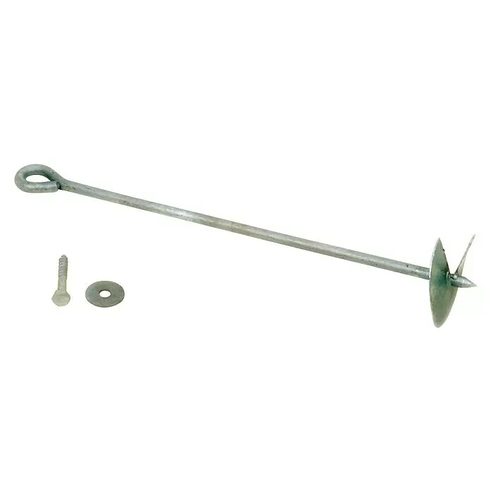 T & J Erdanker mit Befestigungsschraube - 50 cm - Verzinkter Erdanker mit Öse, spiralförmigem Ende, Schraube und Unterlegscheibe.