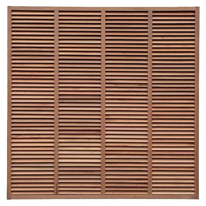 T & J Sichtschutz-Rankgitter Clausa - 180 x 180 cm, Holz, Braun - Braune Holzlamellenwand mit mehreren Abschnitten.