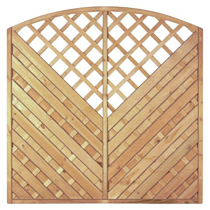 T & J Sichtschutzelement Maxi Diagonalbogen (180 x 180 cm, Holz, Braun, Mit Ornament-Gitter)