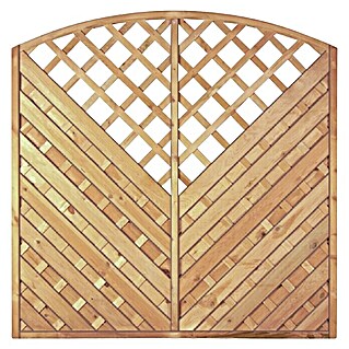 T & J Sichtschutzelement Maxi Diagonalbogen (180 x 180 cm, Holz, Mit Ornament-Gitter, Braun)