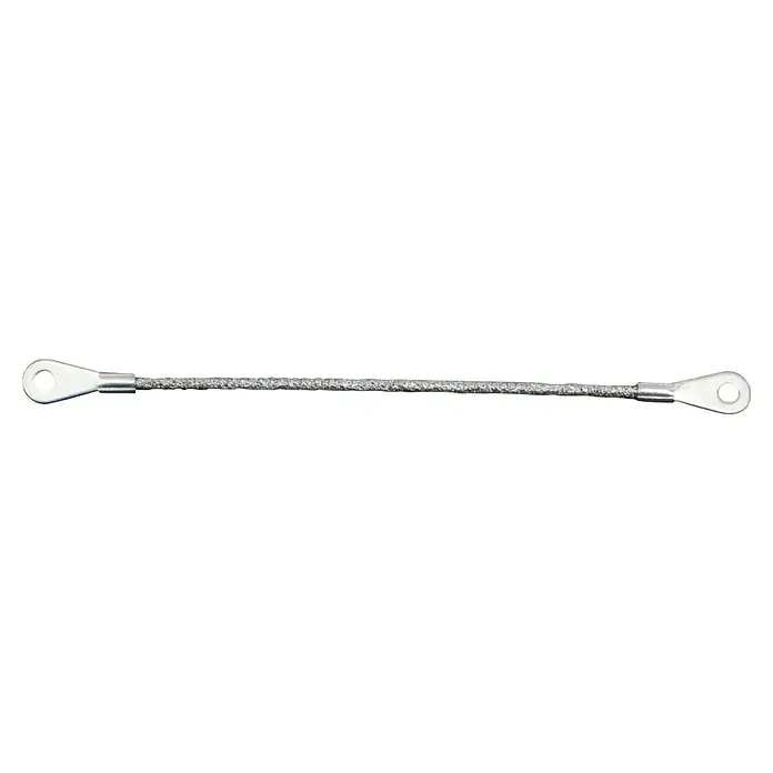 Heka Sägedraht - 150 mm - Ein Erdungsband aus verzinntem Kupfergeflecht mit Kabelschuhen an beiden Enden. Ideal für zuverlässige Masseverbindungen.