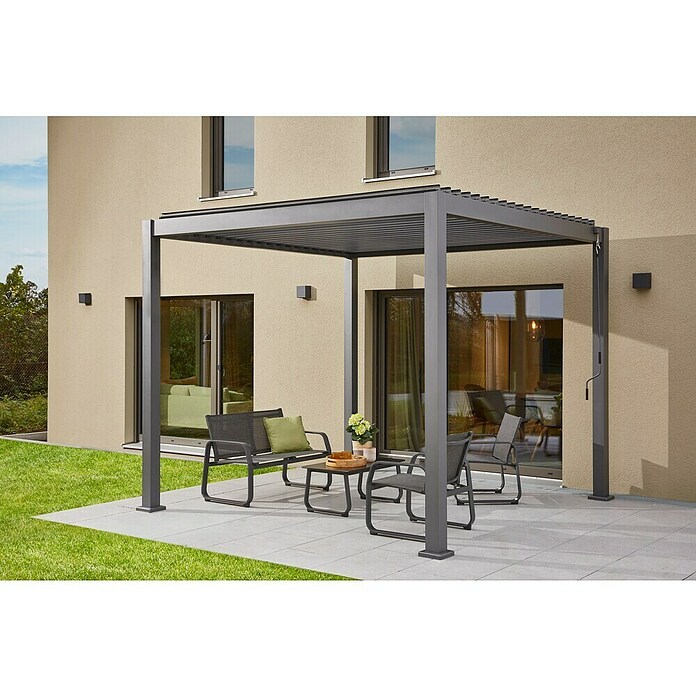 Sunfun Milos Paviljon z lamelami  (Š x G: 294 x 294 cm, Barva ogrodja: Antracit, Aluminij) | 8298 - Gartenzelte/Pavillons | ICFA - Sonnenschutz | ICF - Sonnenschutz | IC - Freizeit im Garten | I - Stadtgarten | BAUHAUS