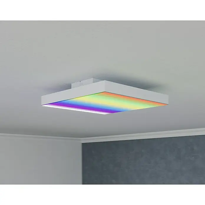 Paulmann LED-Panel Velora Rainbow - 16 W, L x B x H: 29,5 x 29,5 x 6,4 cm, Weiß, RGBW - Moderne Deckenleuchte in Weiß mit farbenfroher Beleuchtung, die jedem Raum eine besondere Note verleiht.