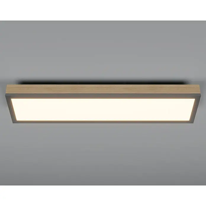 Globo Doro Panel LED - 24 W, 80 x 20 cm, Marrón, Multicolor - Lámpara de techo de diseño moderno con marco de madera y panel LED brillante para una iluminación agradable.