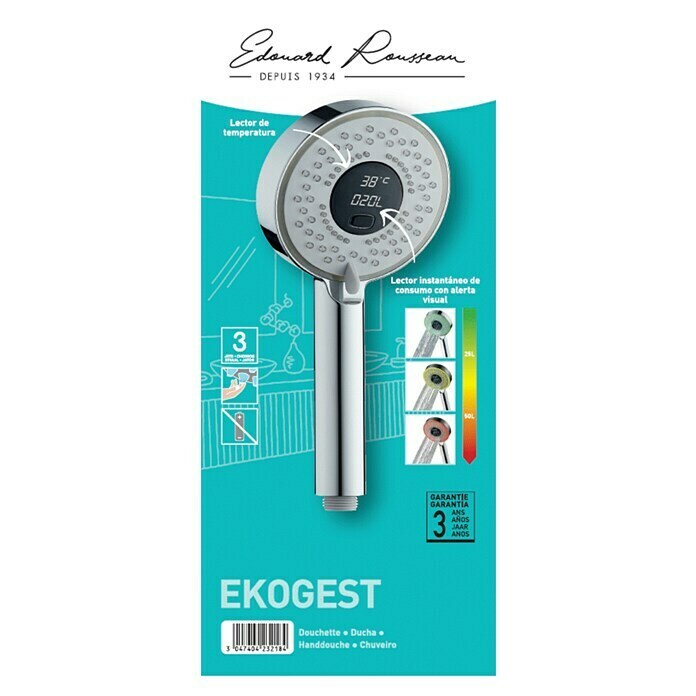 Rousseau Teleducha con LED Ekogest (Número de tipos de chorro: 3 ud., Cromo) | BAUHAUS