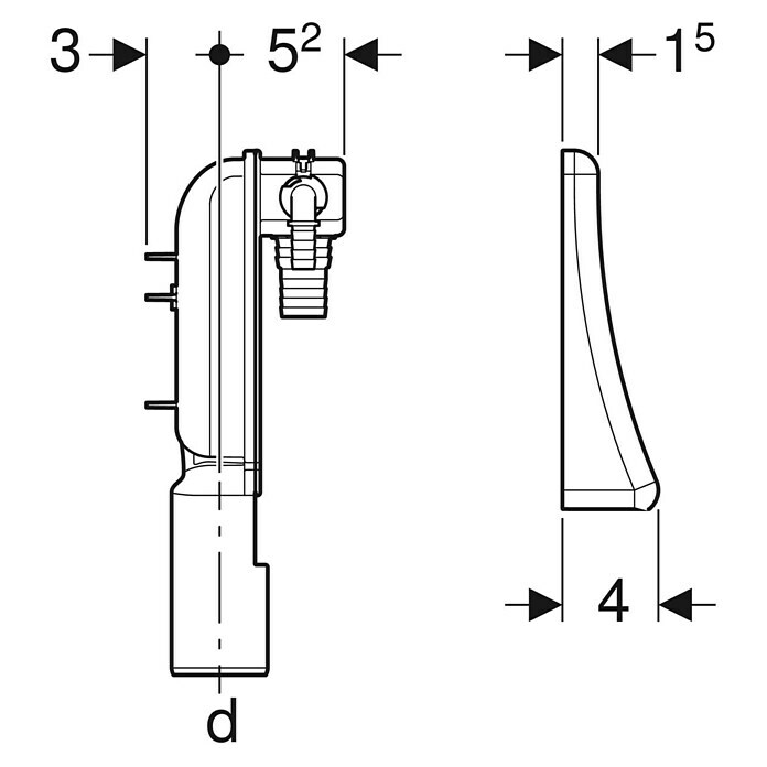 Geberit Set siphon encastré pour appareils, avec deux raccordements et plaque de recouvrement