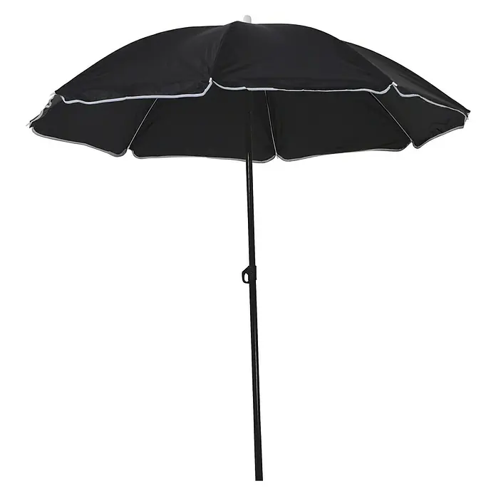 Sunfun Parasol Bahía - Colores surtidos, Diámetro de cobertura: 180 cm, 40 - Sombrilla de jardín negra con borde blanco. Perfecta para días soleados al aire libre.