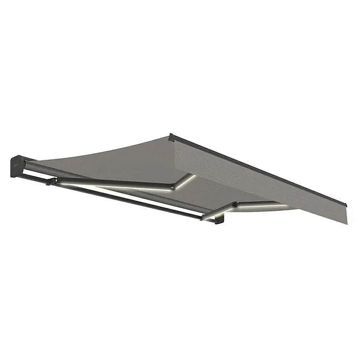 SmartSun Toldo con motor Dark Vivant - Gris piedra, Ancho: 4,75 m, Caída: 3 m - Toldo retráctil con iluminación LED integrada, perfecto para terrazas y jardines. Proporciona sombra y ambiente con su iluminación.