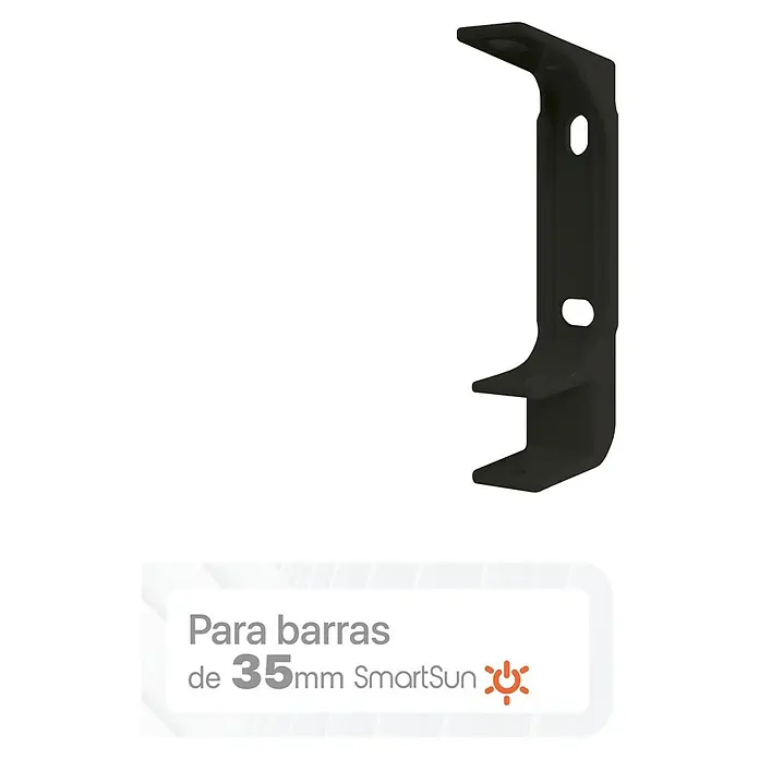 SmartSun Soporte de pared y techo para toldos - 24 x 10 x 6 cm, Antracita - Imagen de un soporte negro para barras SmartSun de 35mm, adecuado para montaje en pared y para fijar las barras de forma segura.