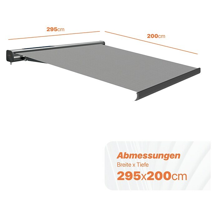 SmartSun Vollkassettenmarkise Fiji Solar Motion (Grau, Breite: 2,95 m, Ausfall: 2 m) | BAUHAUS