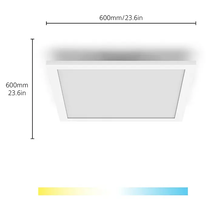 Philips Wiz LED-Panel Tunable White Slim Design - 36 W, L x B x H: 60 x 60 x 4,2 cm, Weiß, Kaltweiß - Deckenleuchte mit quadratischem Design und den Maßen 600mm x 600mm zur optimalen Ausleuchtung von Innenräumen.