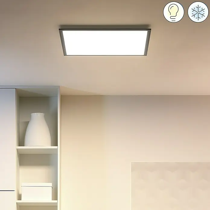Philips Wiz LED-Panel Tunable White Slim Design - 36 W, L x B x H: 60 x 60 x 4,2 cm, Schwarz, Kaltweiß - Elegante LED-Deckenleuchte mit schlankem Rahmen für moderne Beleuchtung. Perfekt für stilvolle und effiziente Raumausleuchtung mit verschiedenen Farbtemperaturen.